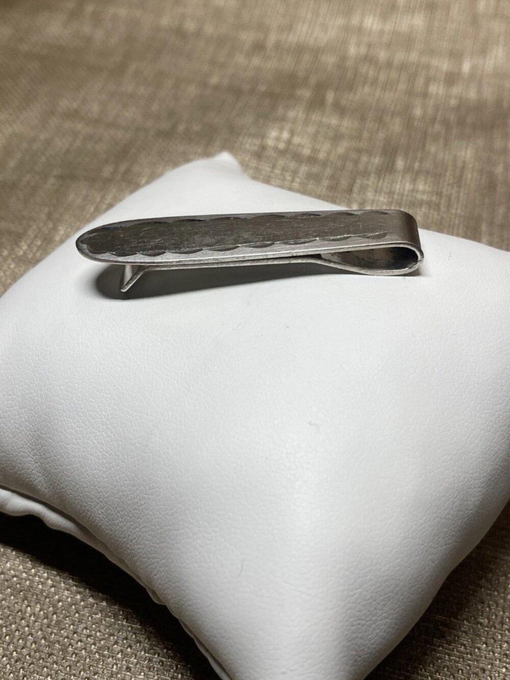 Vintage Simons Sterling Silver Tie Clip Hammered Design Attleboro USA